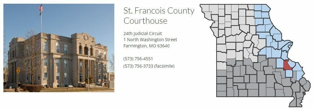 Picture of St. Francois County Courthouse with MO State Map